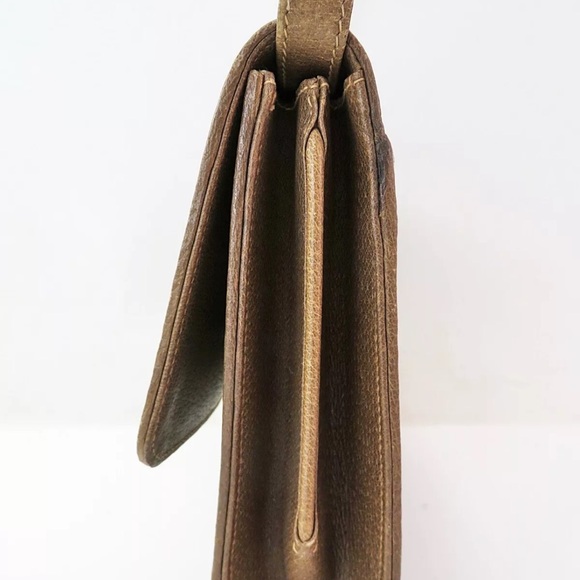 Auth Vintage GUCCI Brown GG PVC Canvas Flap Cover Shoulder Bag purse - Picture 4 of 9